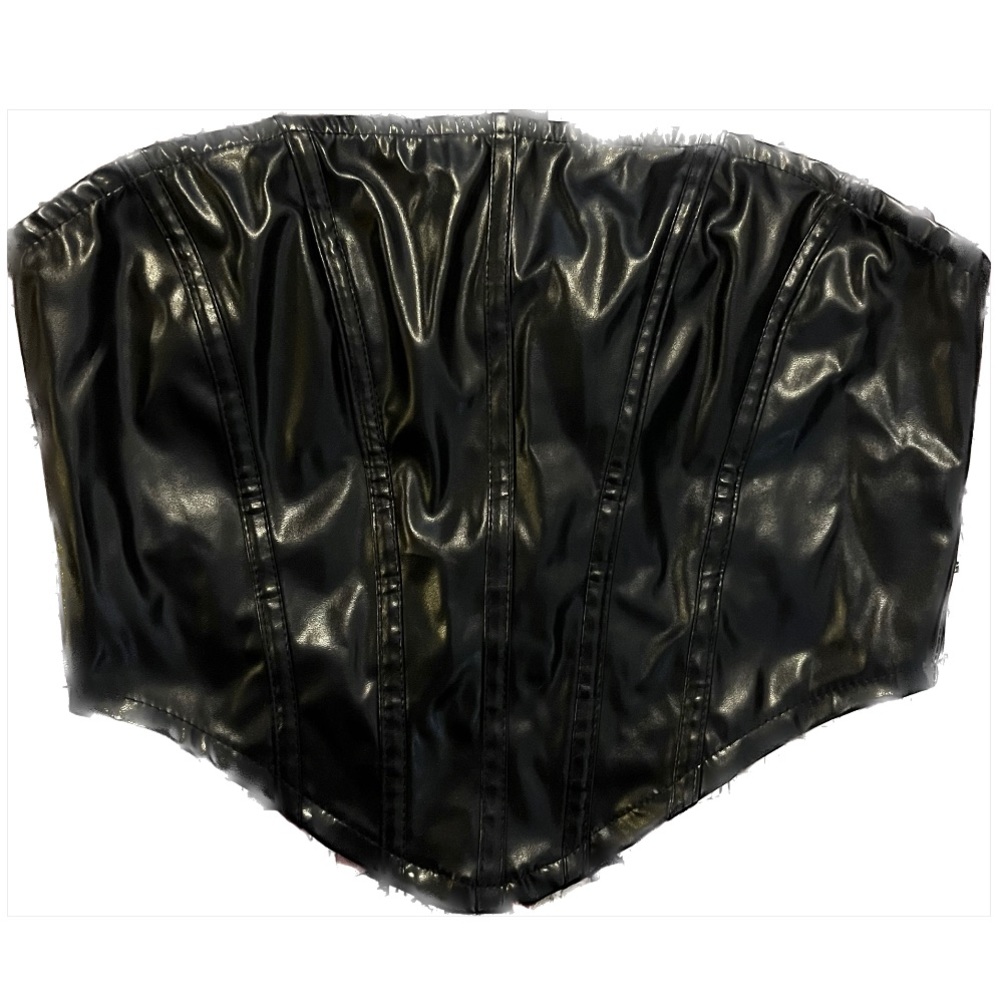 Leather cropped corset